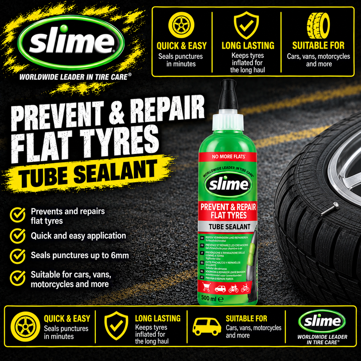 Slime Inner Tube Sealant 237ml – Puncture Prevention & Repair