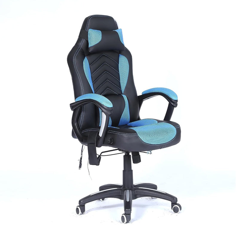 Blue And Black Gaming Chair With Massage And Heat