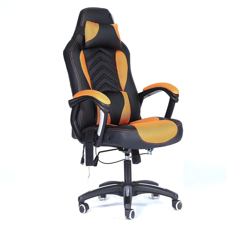 Gaming Chair Orange And Black With Massage And Heat