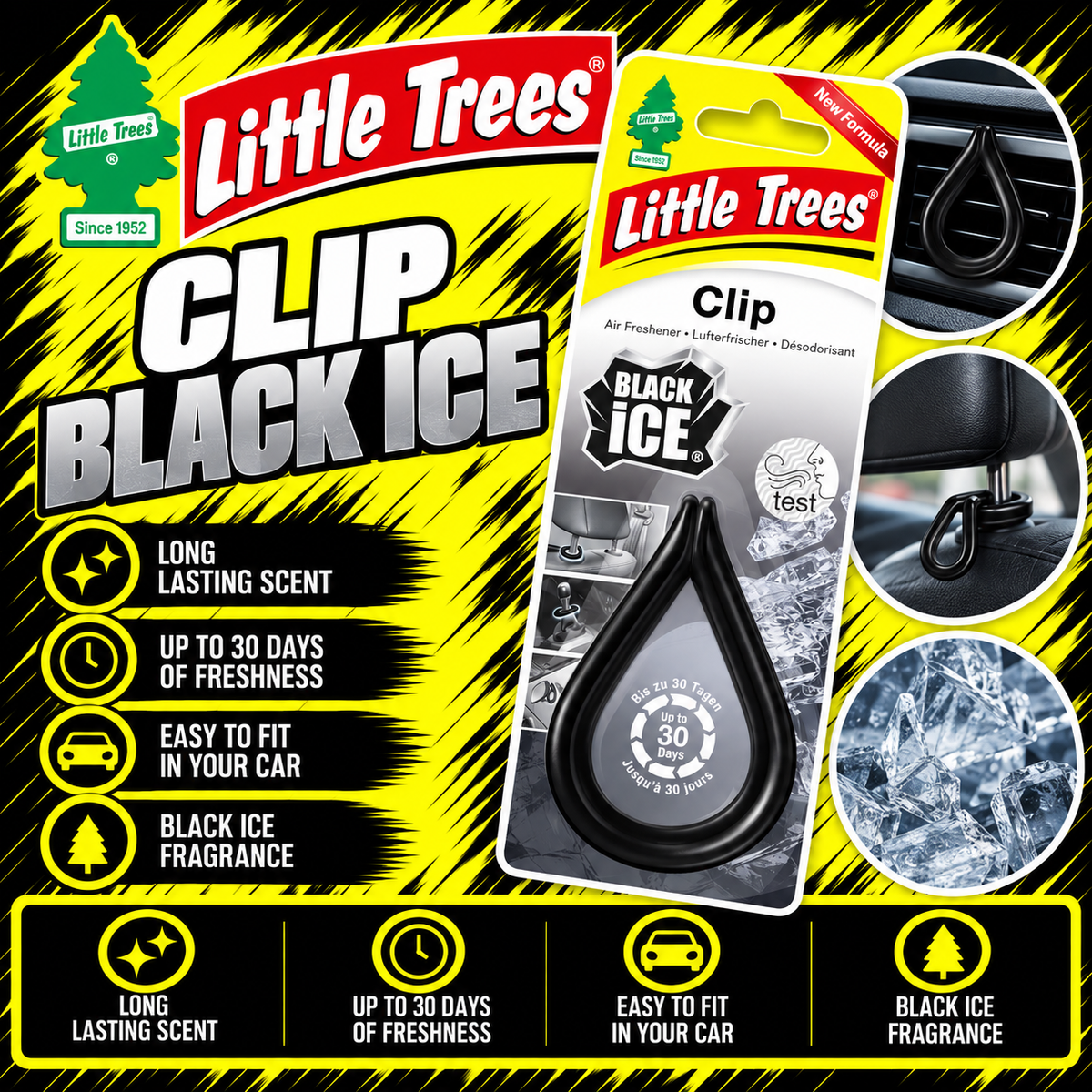 LITTLE TREES Black Ice Clip Air Freshener