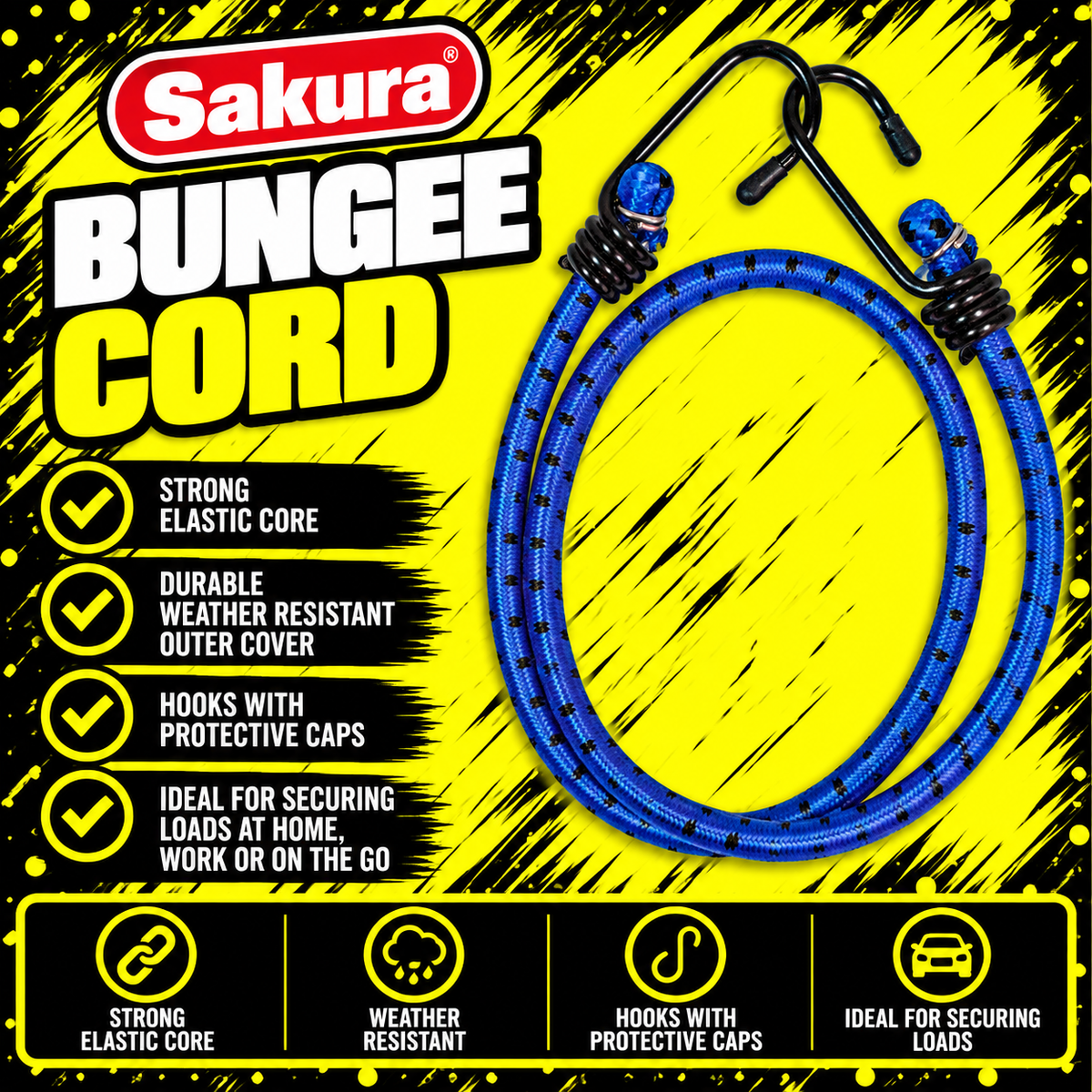 Sakura Elastic Bungee Cords 80cm pack of 2