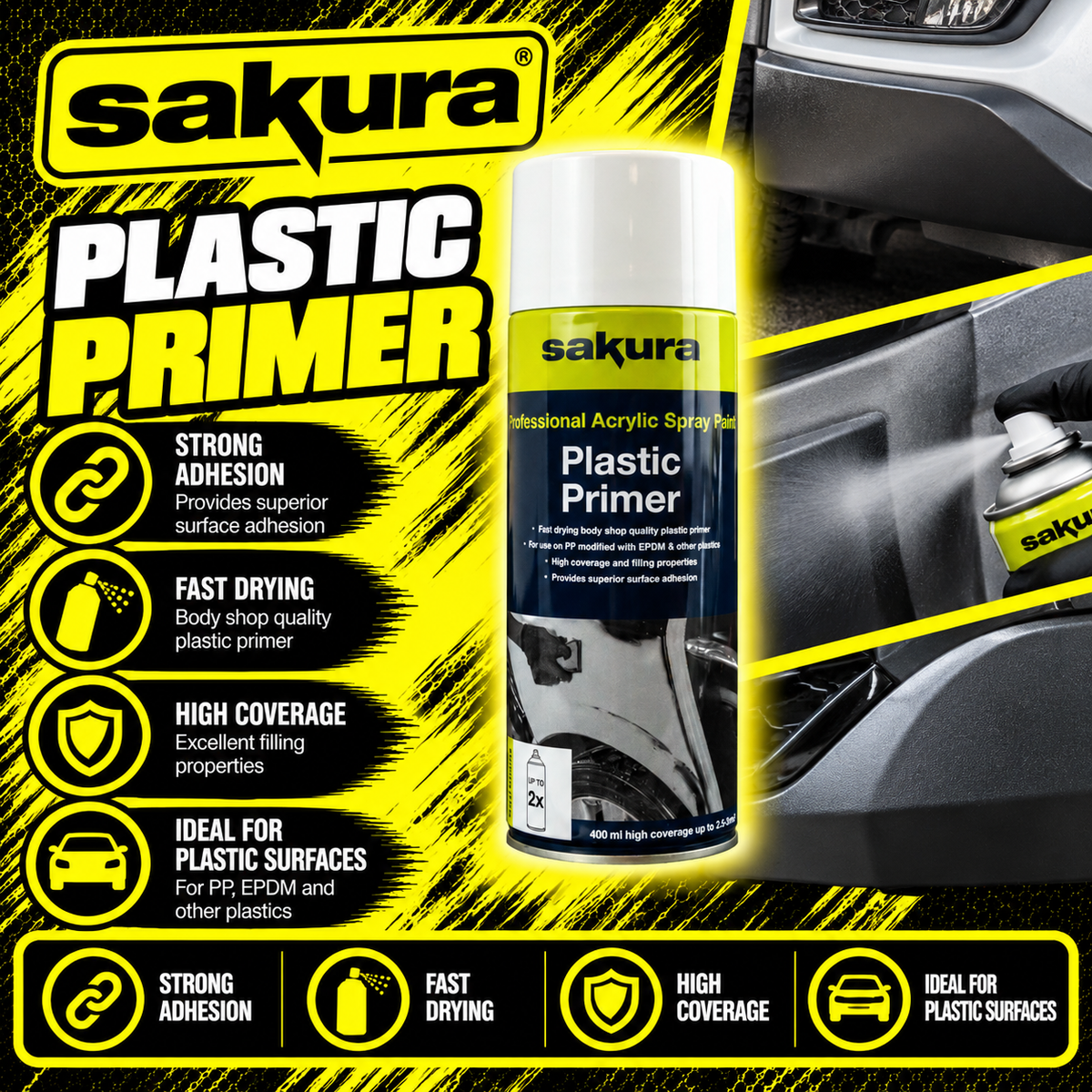 Sakura Plastic Primer 400ml aerosol spray