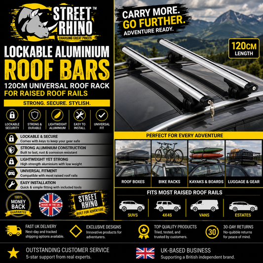 120cm Heavy Duty Universal Aluminium Roof Bars