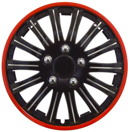 15" Lightning Sports Red Premium Dish Wheel Trim Set