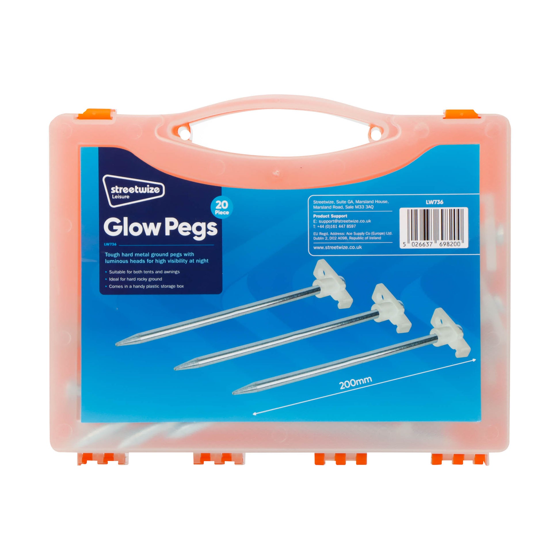 20 Piece Streetwize Glow Pegs 