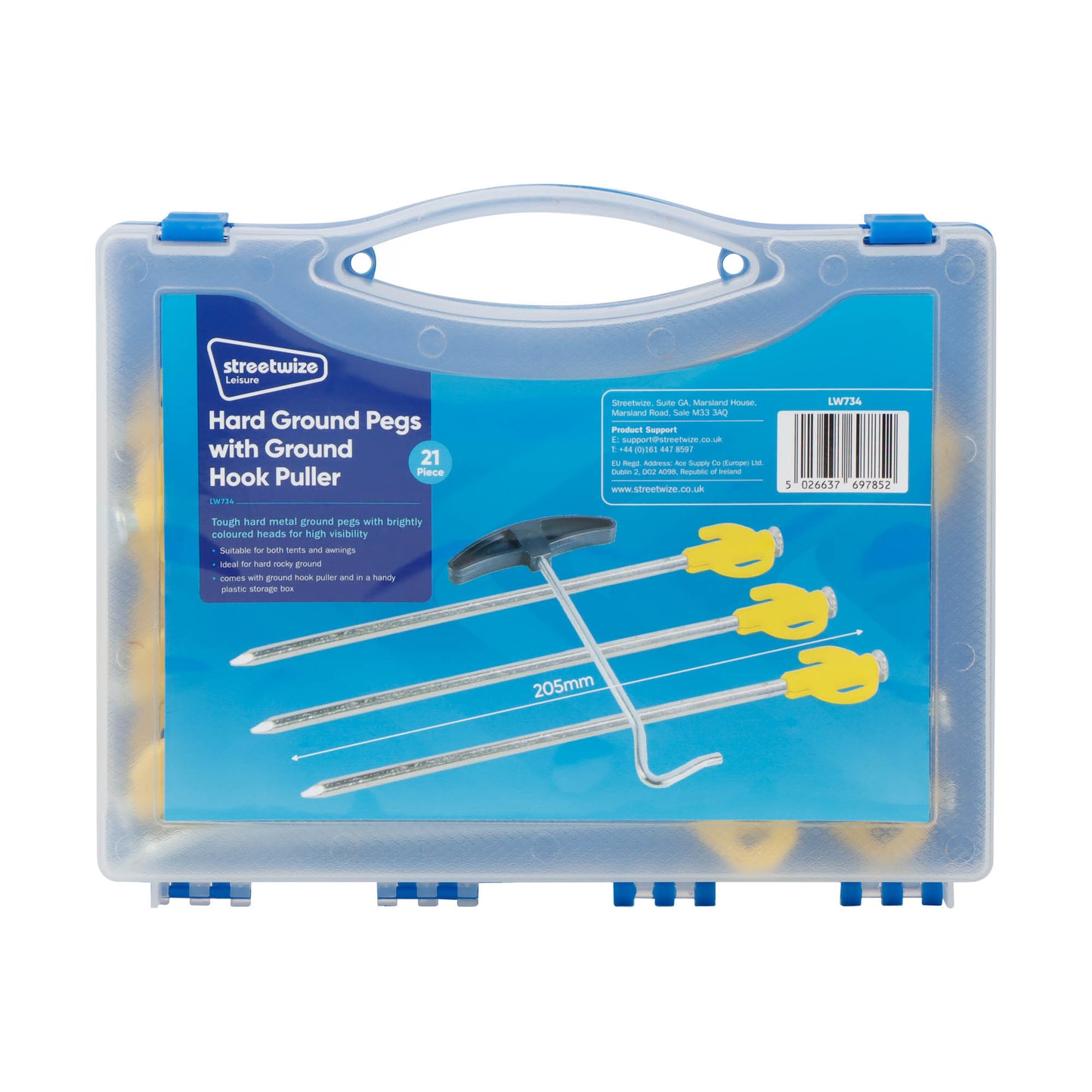 21Pc Hard Ground Pegs With Ground Hook Puller 