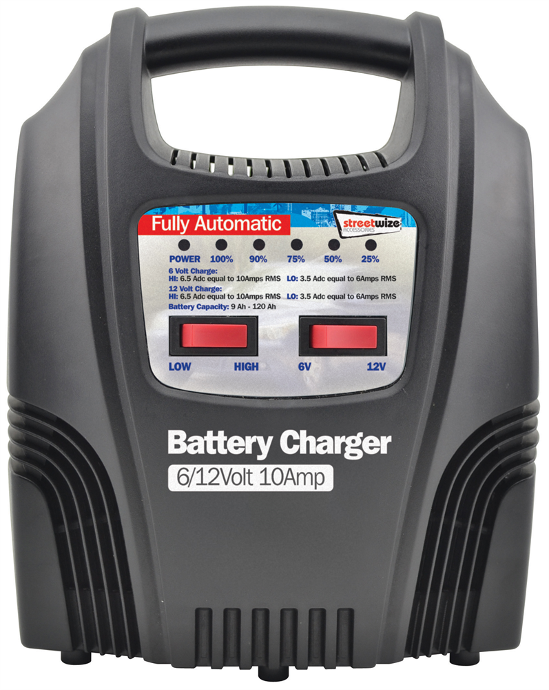 6/12V 10 Amp Fully Automatic Battery Charger w/ Trickle Charge (LED Indicator)