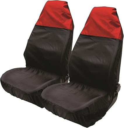 Two Tone Black/Red Front Seat Protectors