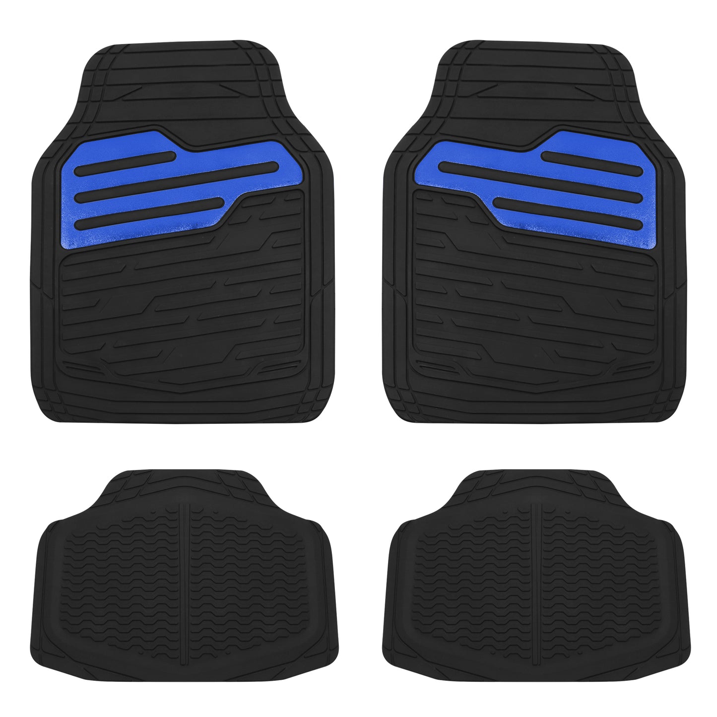 Adonia 4 pce Rubber Mat Set with "Metallic" Blue Heel Pad