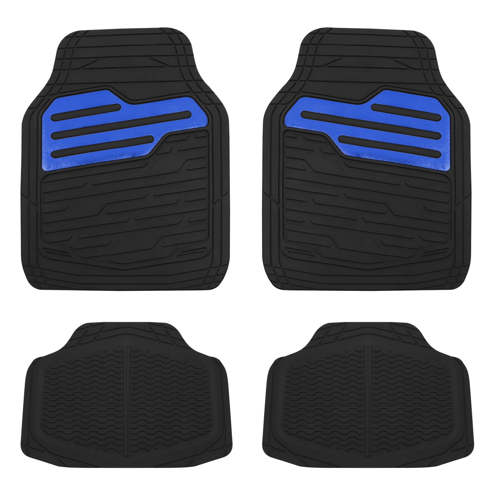 Adonia 4 pce Rubber Mat Set with "Metallic" Blue Heel Pad