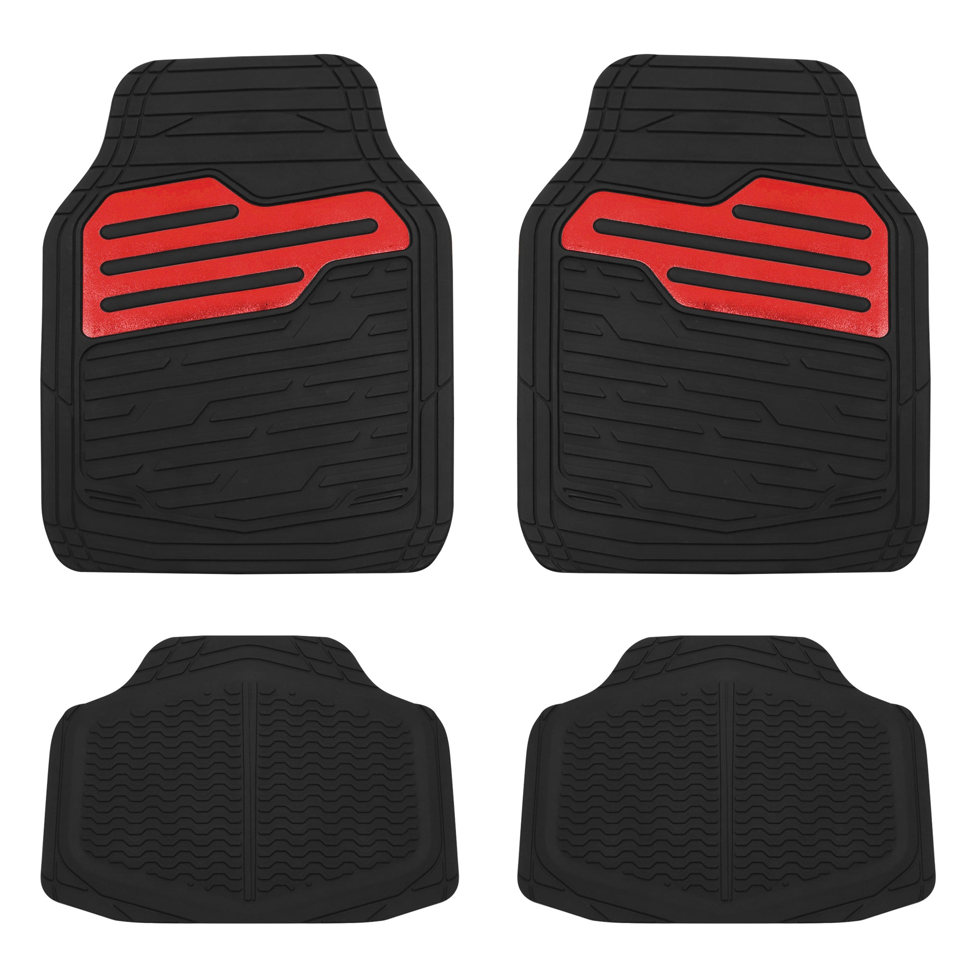 Adonia 4 pce Rubber Mat Set with "Metallic" Red Heel Pad