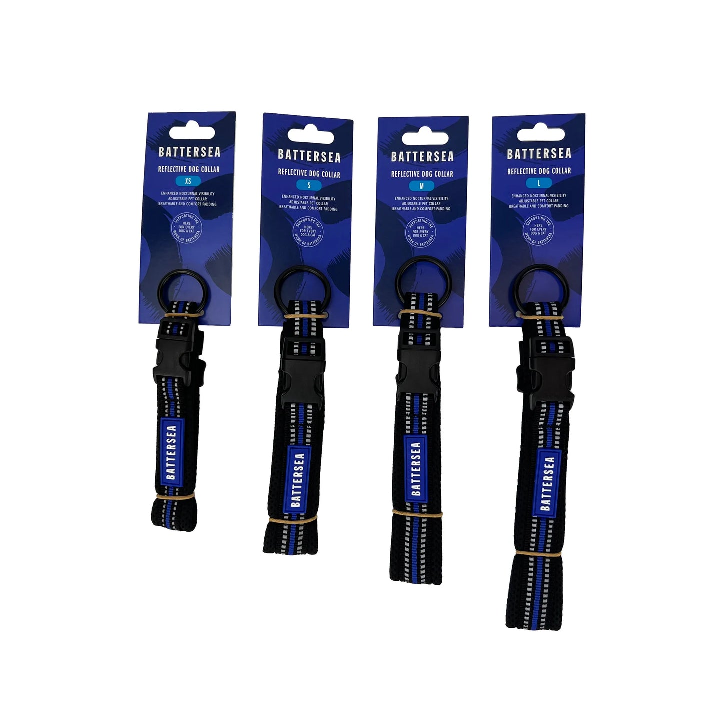 Battersea Reflective Dog Collar Blue
