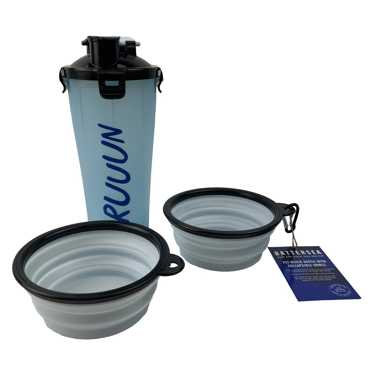 Battersea Pet Water Bottle with Collapsible Bowls