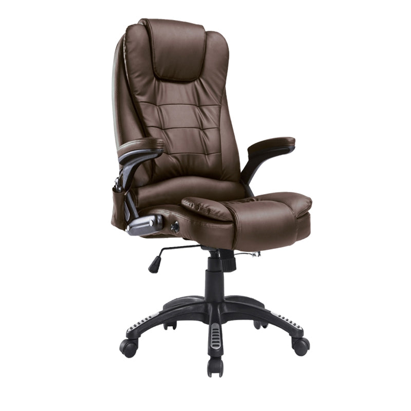 Brown Leather Office Chair With Massage And Heat 
