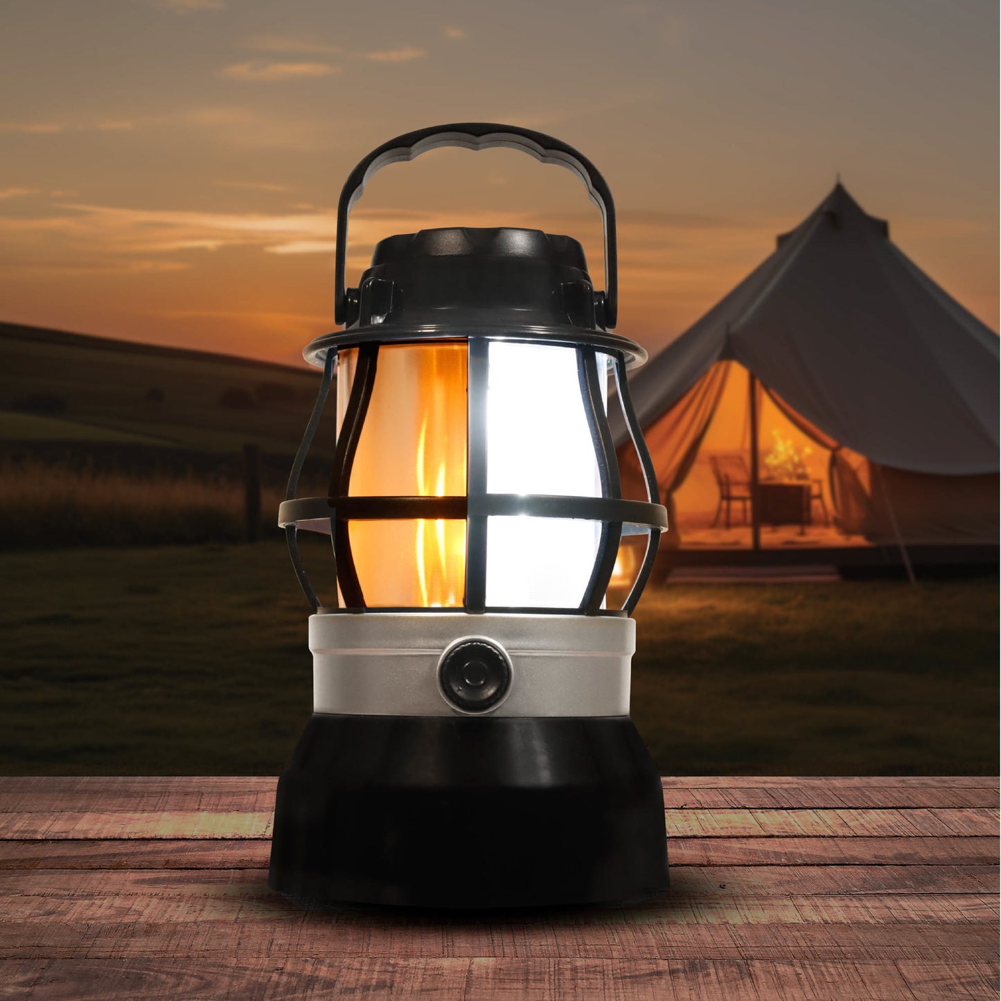 Camping Diming Light With Flame LED 