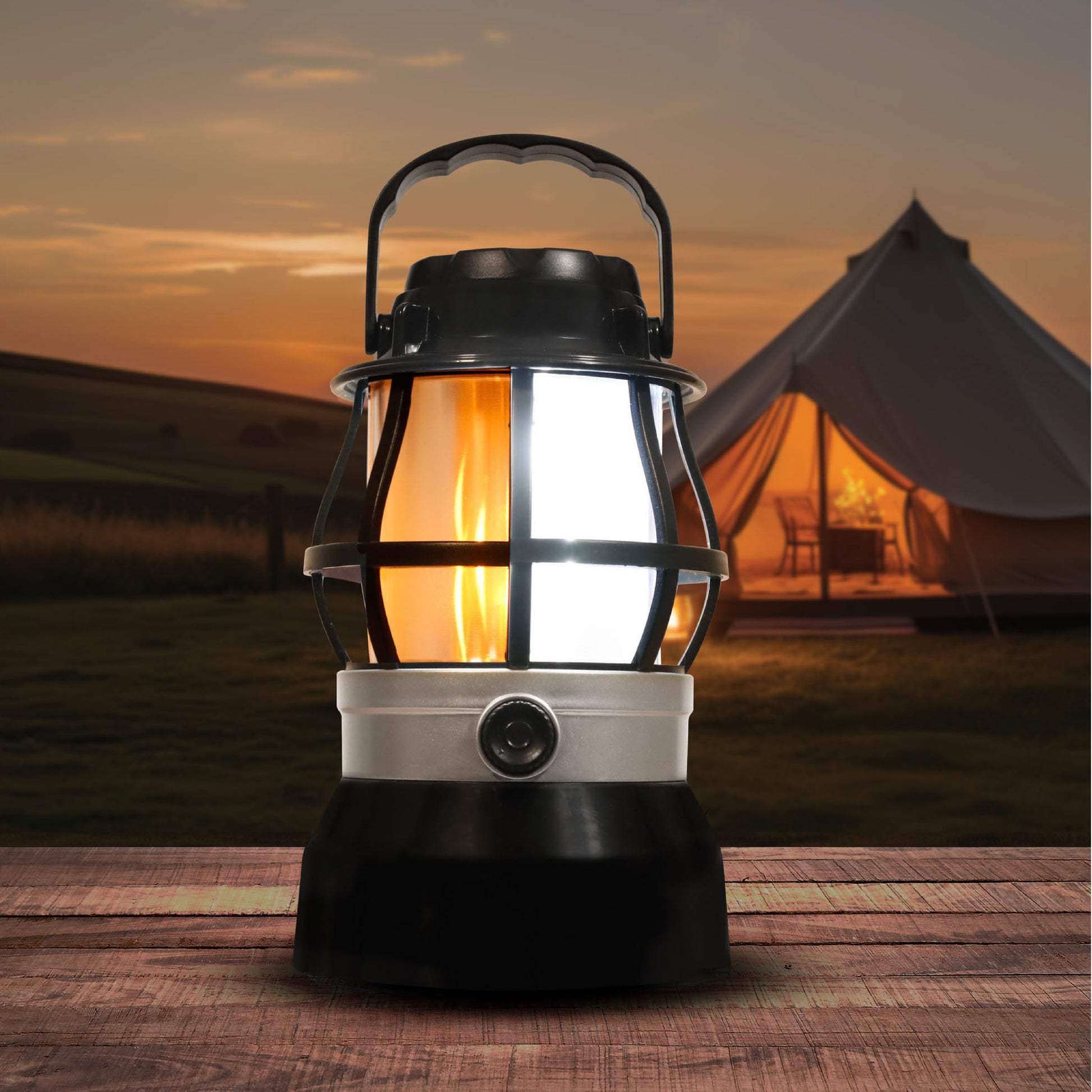Camping Diming Light With Flame LED 