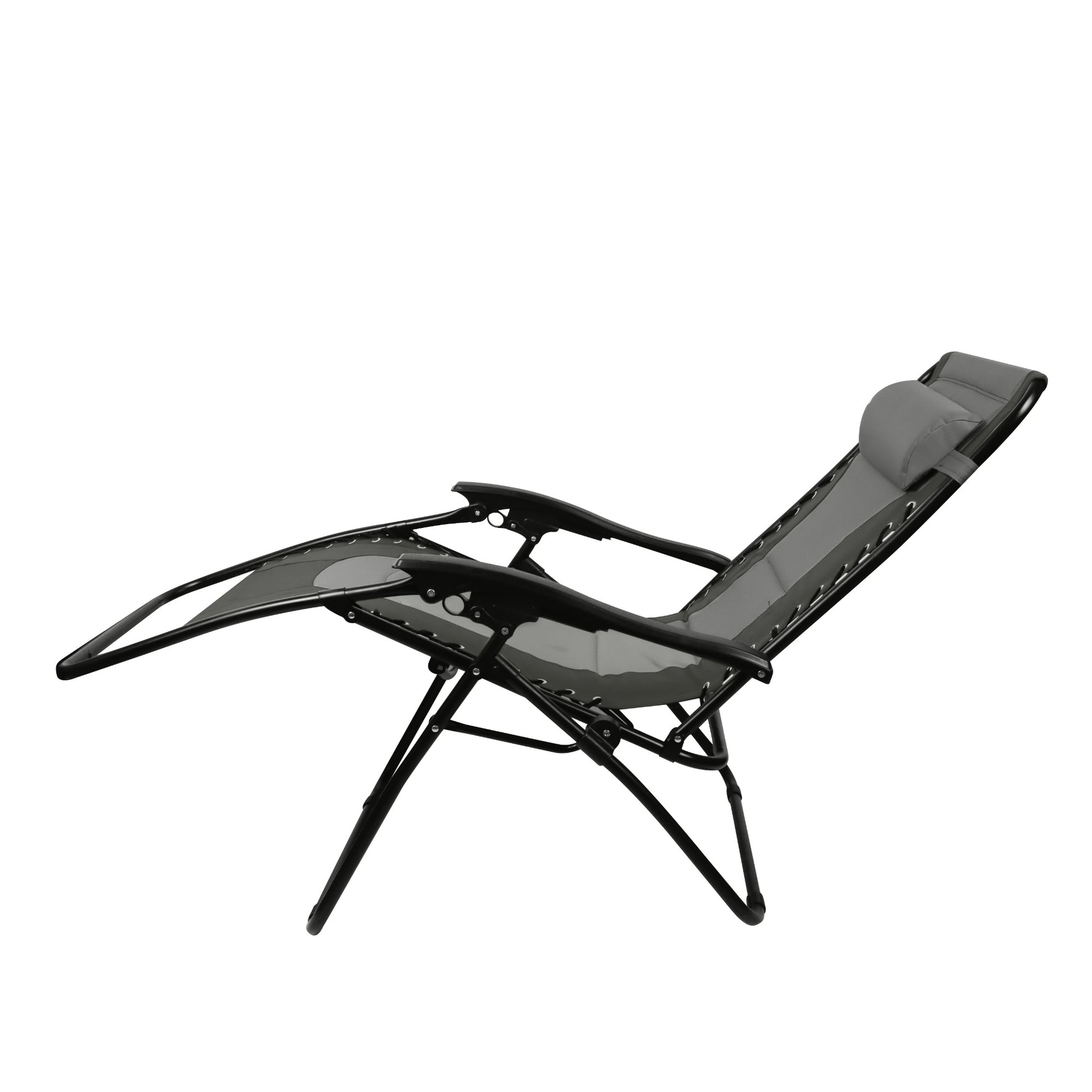 Grey Folding Chair With Reclining Features 