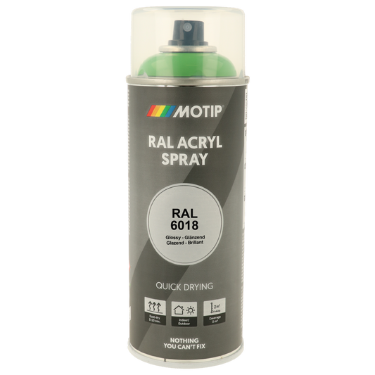 Motip RAL 6018 High Gloss Yellow Green Spray Paint 
