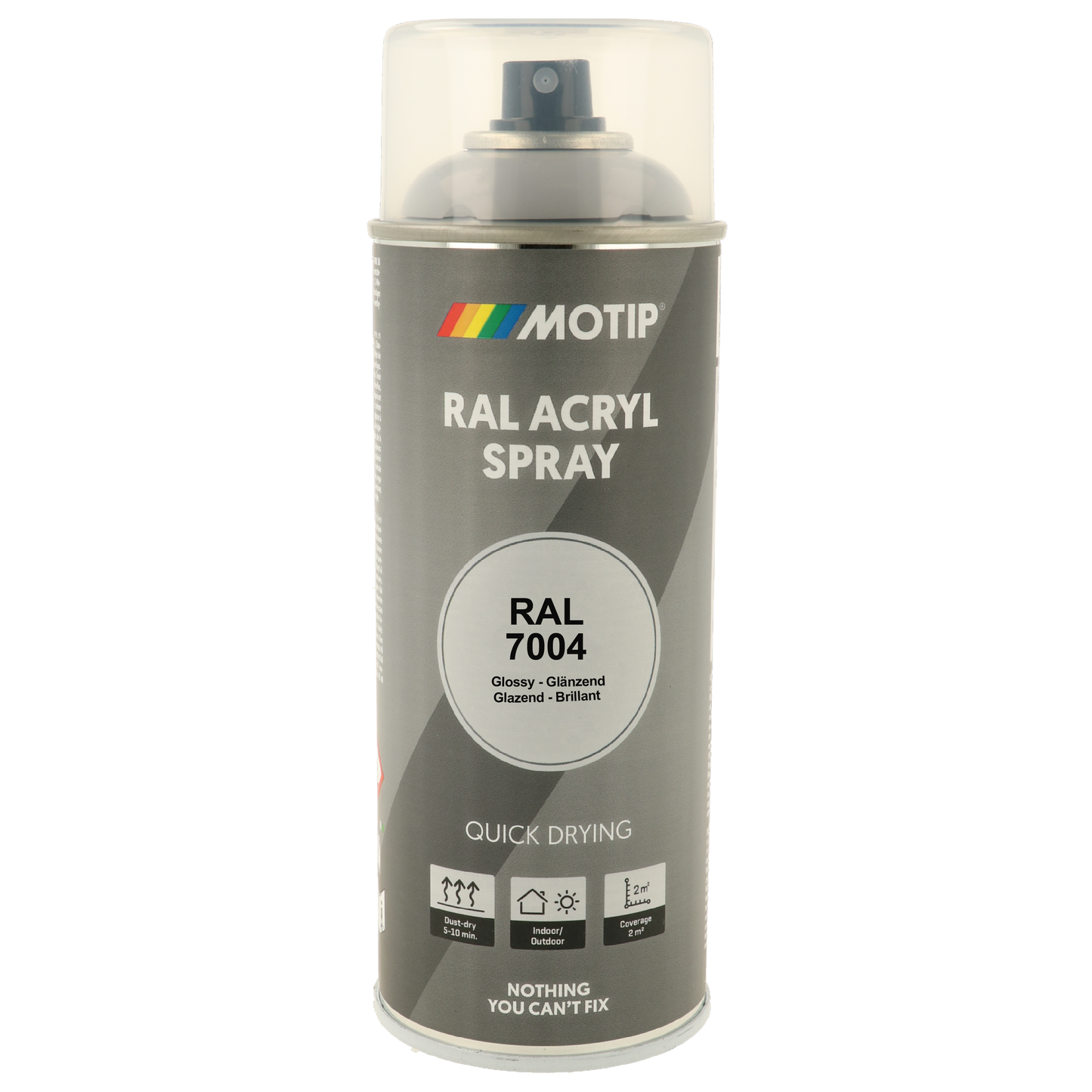 Motip RAL 7004 High Gloss Signal Grey Spray Paint 