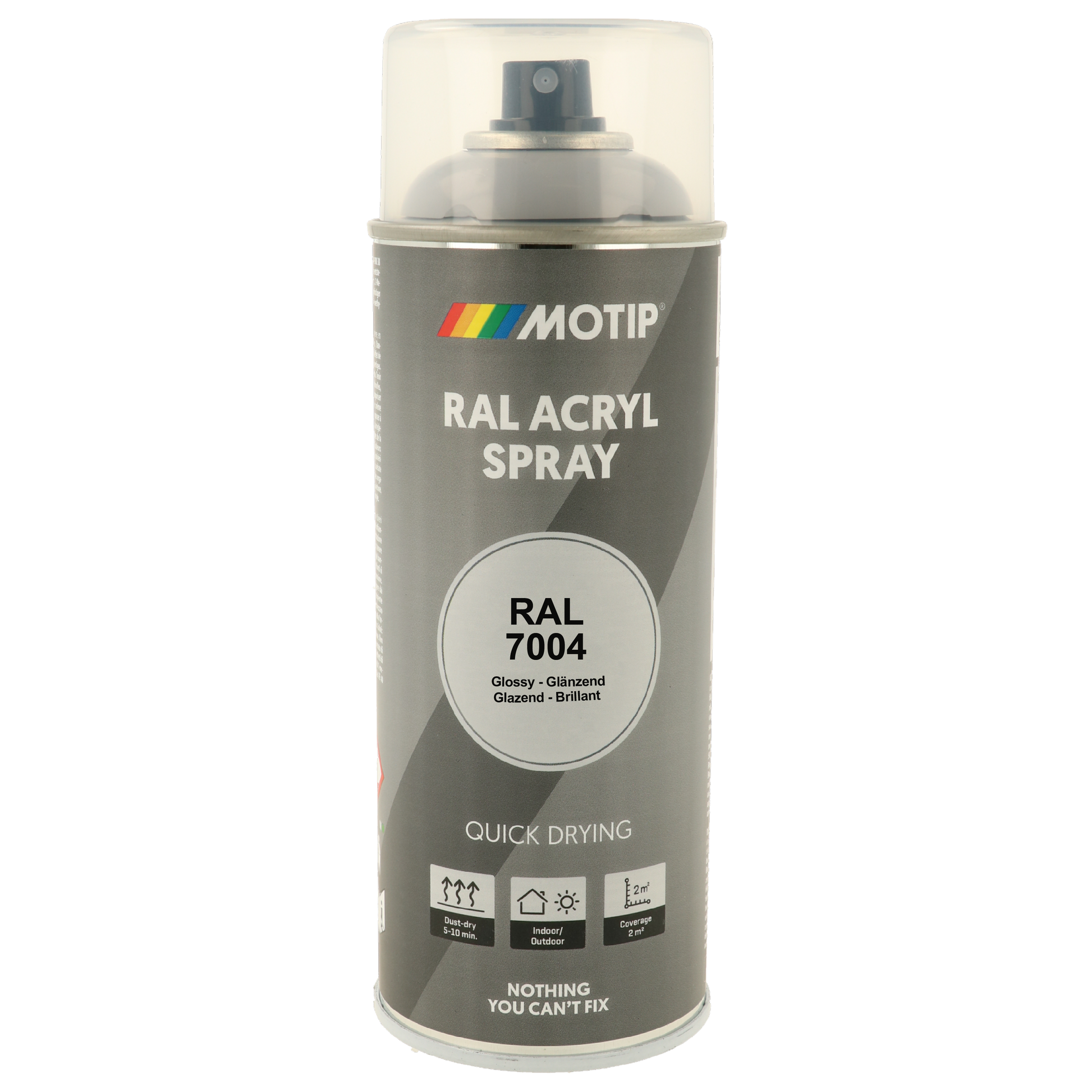 Motip RAL 7004 High Gloss Signal Grey Spray Paint 
