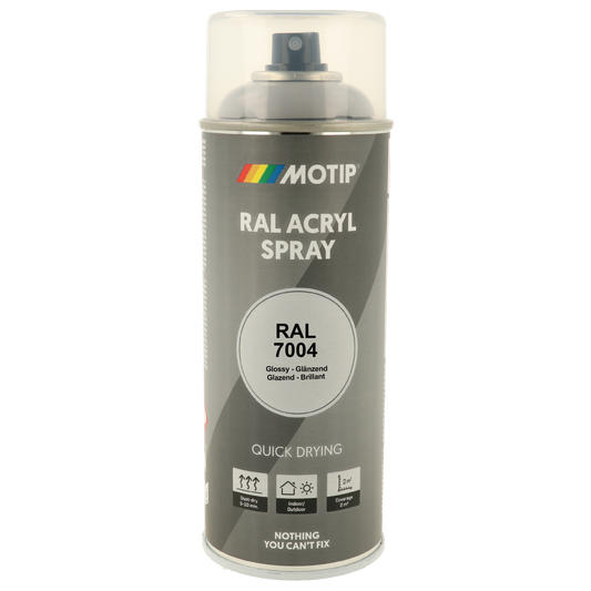Motip RAL 7004 High Gloss Signal Grey Spray Paint 
