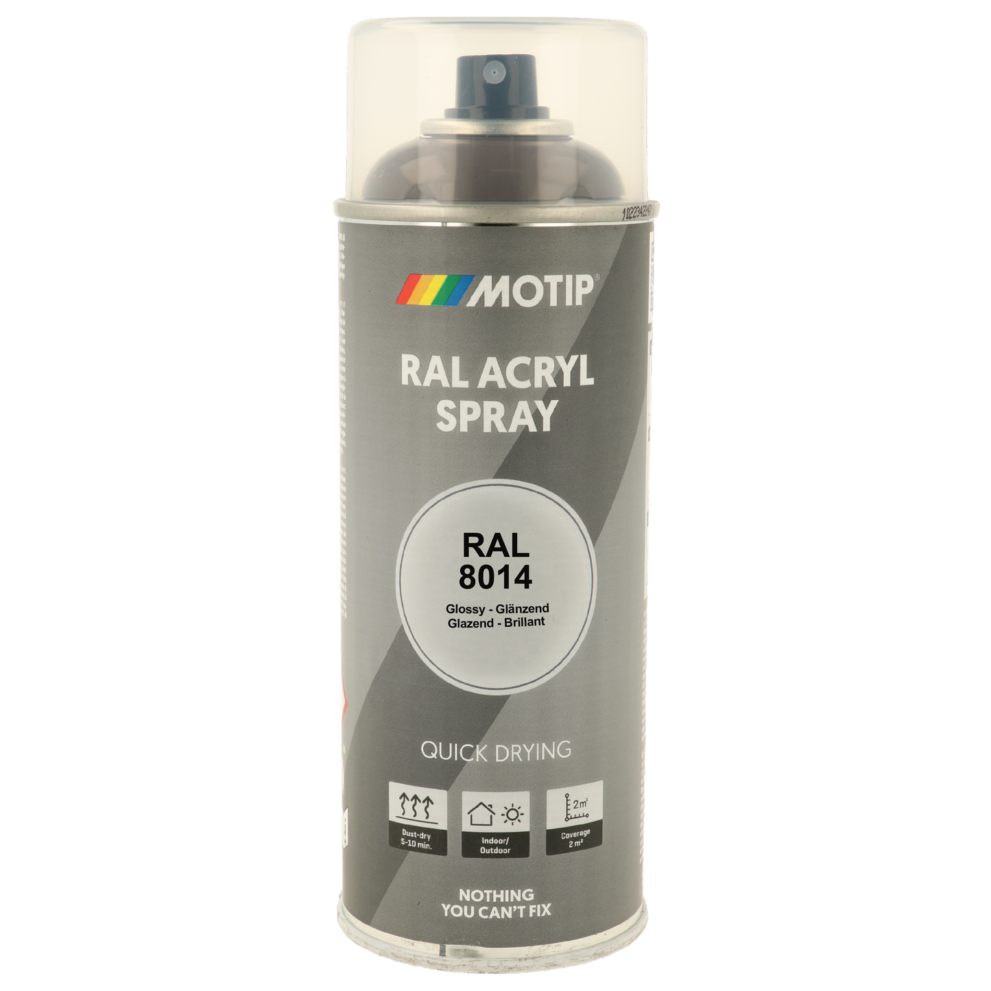 Motip RAL 8014 High Gloss Sepia Brown Spray Paint 