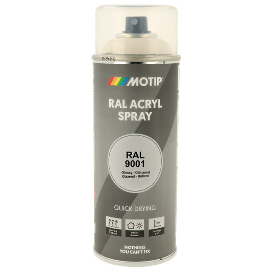 Motip RAL 9001 High Gloss Cream White Spray Paint