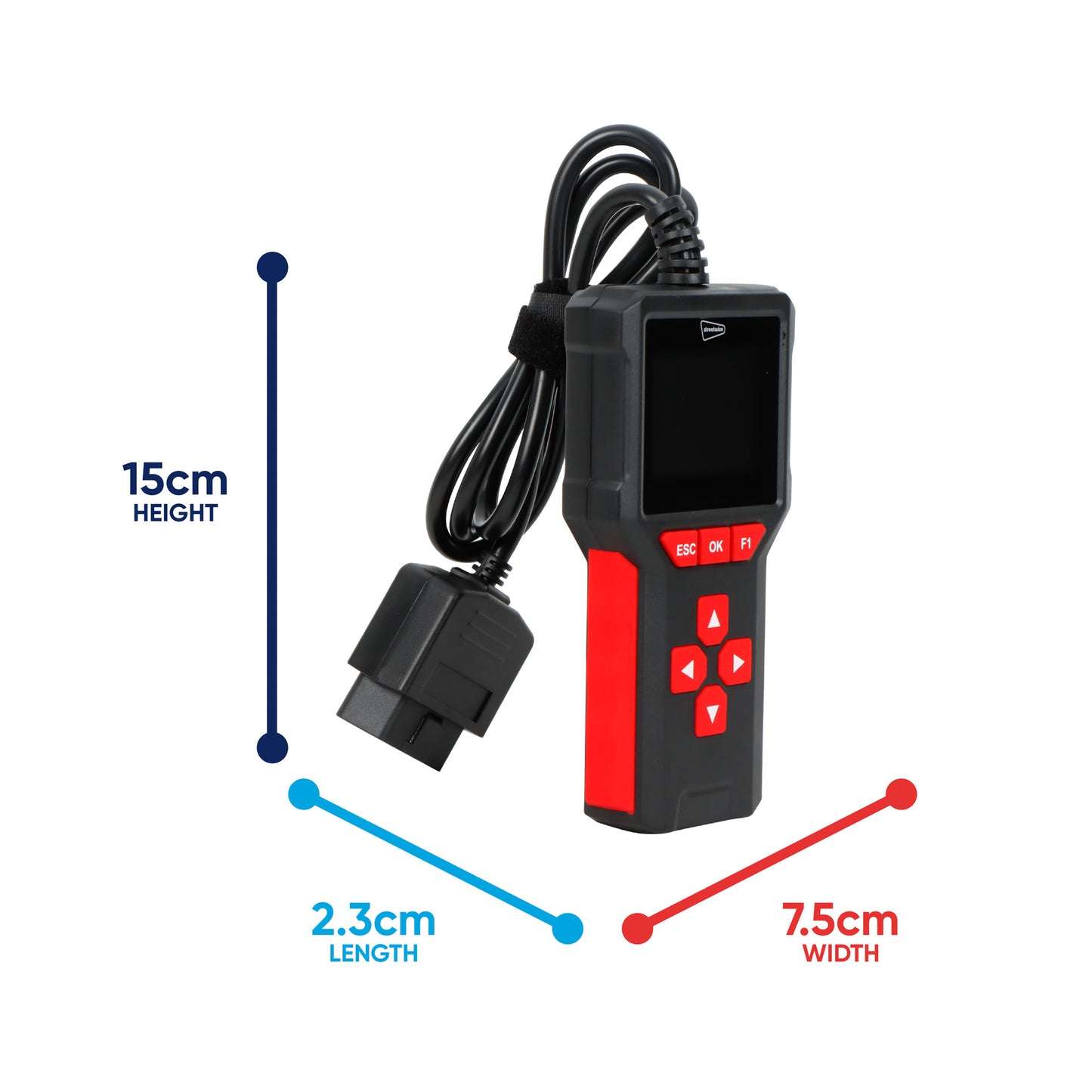 OBDII Fault Scanner Dimensions 