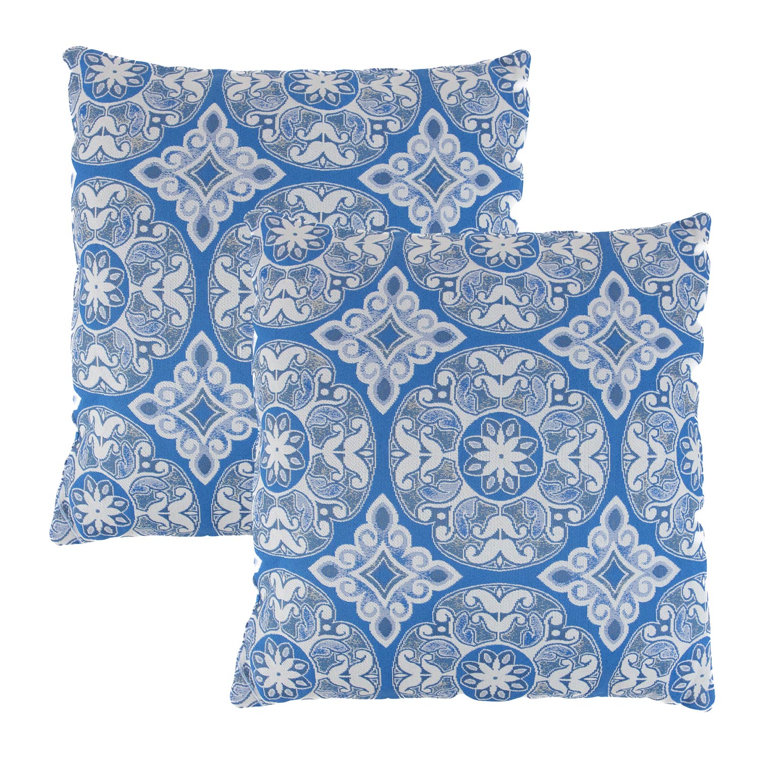 Outdoor Pair Of Scatter Cushions - Jacquard Blue