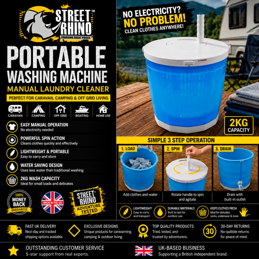 Portable Washing Machine Caravan Camping Manual Washer Off Grid Laundry Cleaner