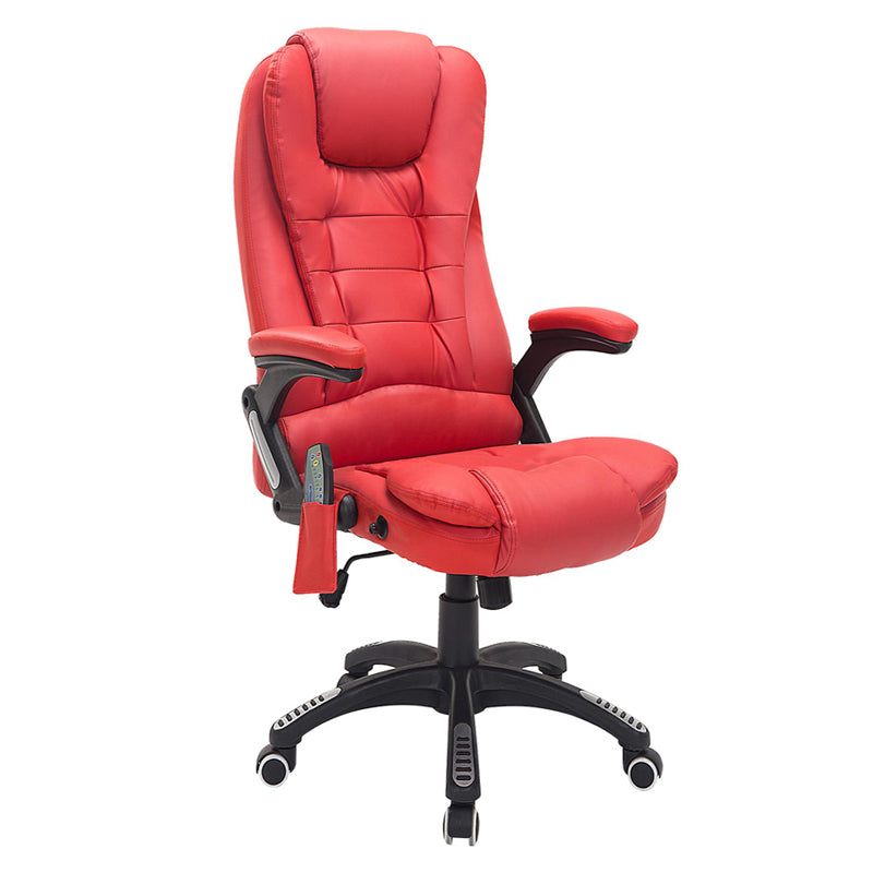 Red Leather Office Chair With Massage And Heat 
