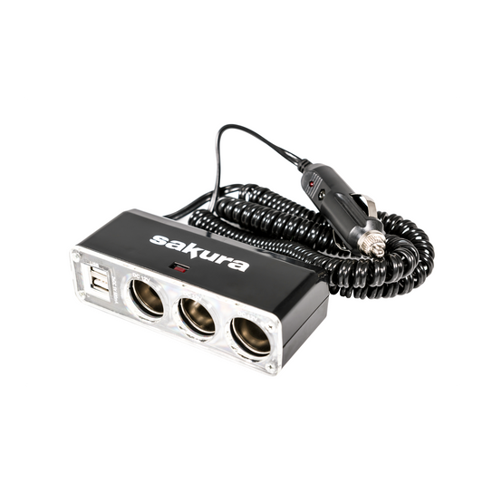 Sakura 12V Socket Extension 3 x 12V 2 x USB