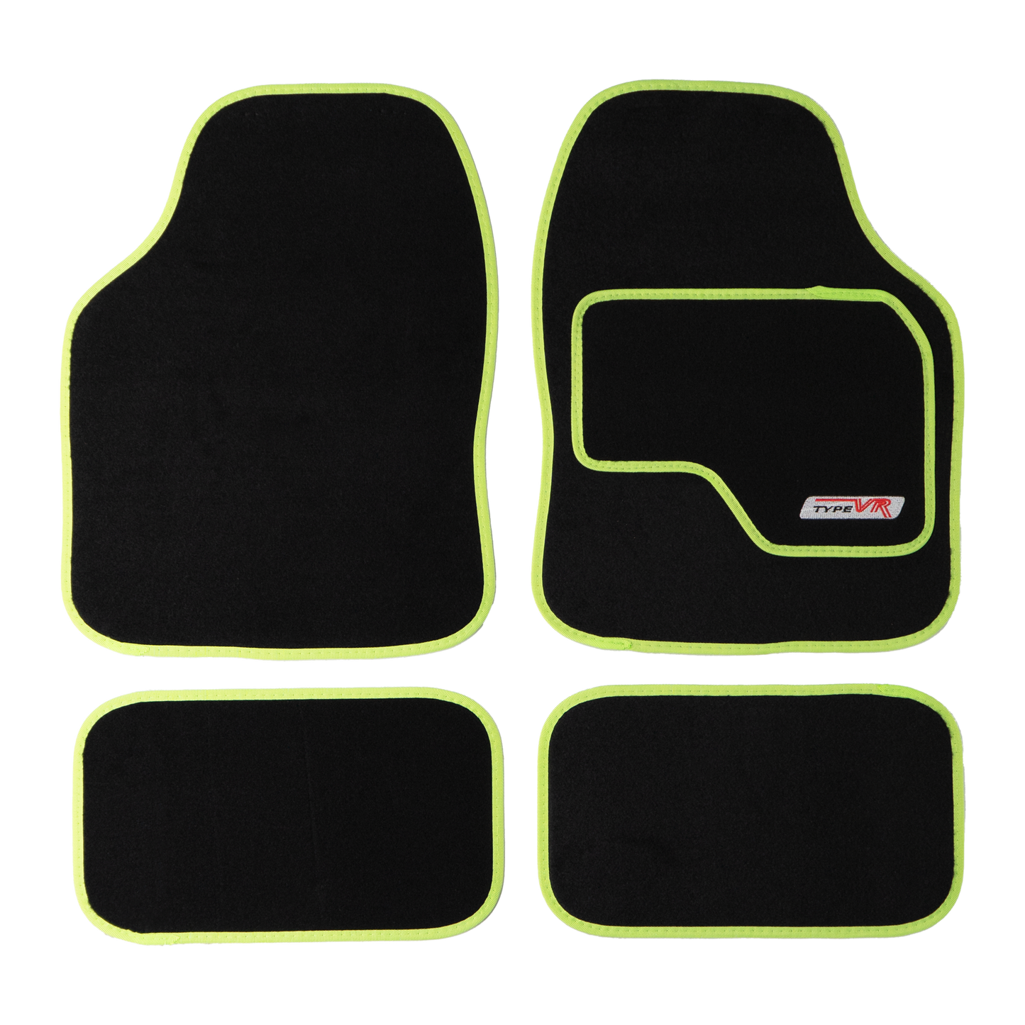 Sakura Type VR Embroidered Edging Car Mat Set  Lime Green