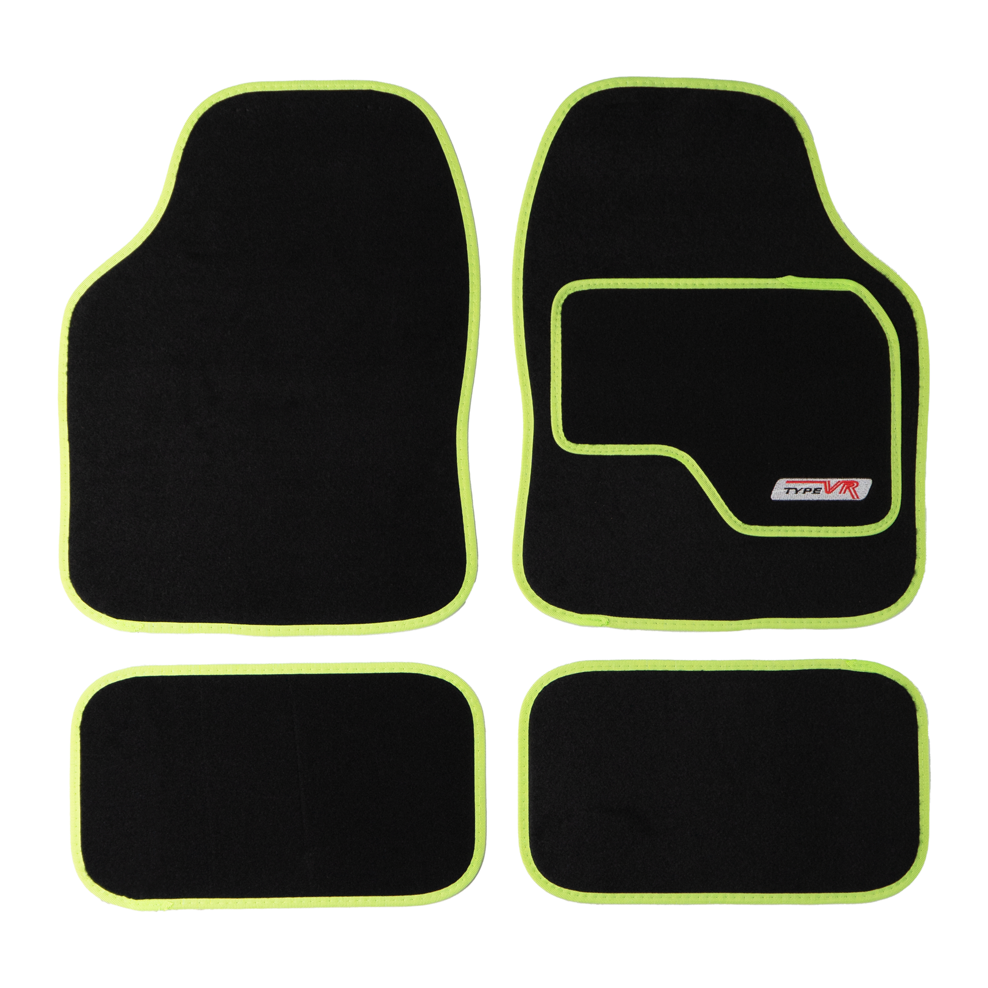 Sakura Type VR Embroidered Edging Car Mat Set  Lime Green