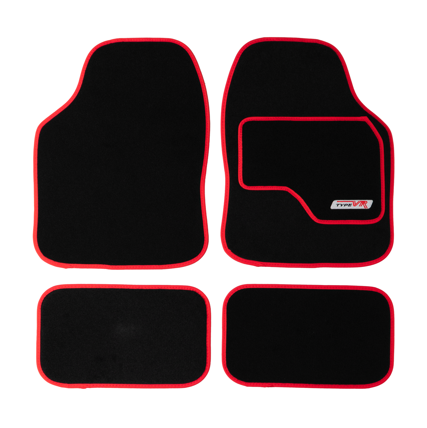 Sakura Type VR Embroidered Edging Car Mat Set  Red