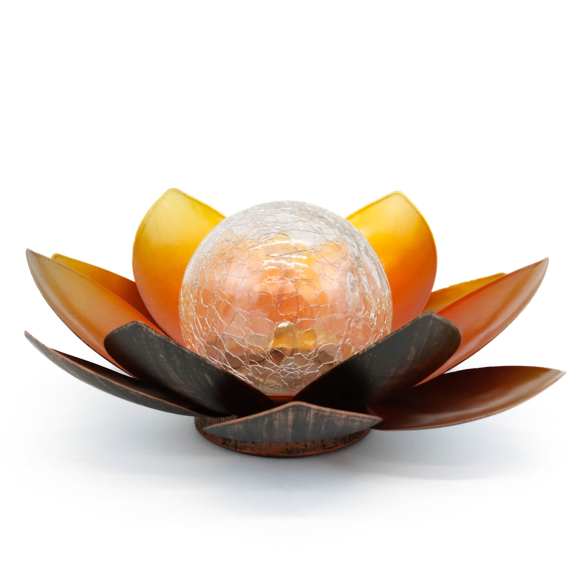 Solar Metal Lotus With Crackle Ball Light