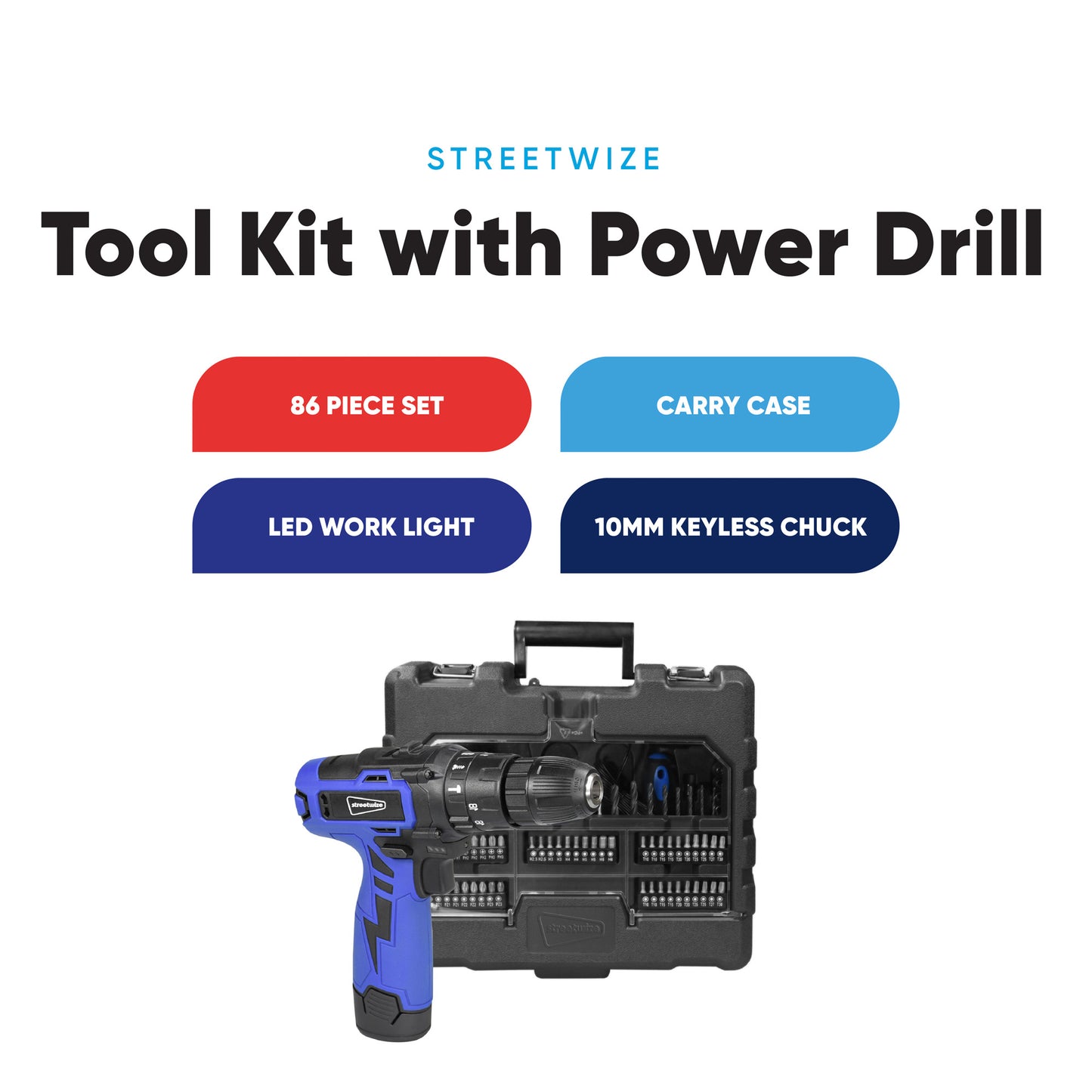 Streetwize Tool Kit With Power Drill 