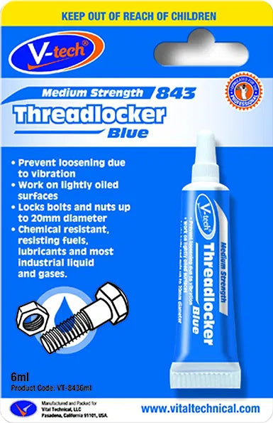 Threadlocker Blue - Anaerobic Adhesive - Medium Strength - 6.0ml