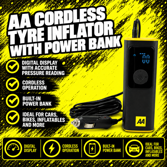 AA Rechargeable Tyre Inflator with 5000mAh Power Bank