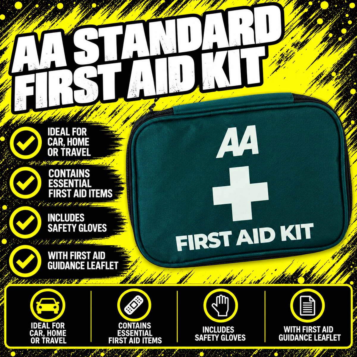 AA Standard First Aid Kit in zip-up storage pouch