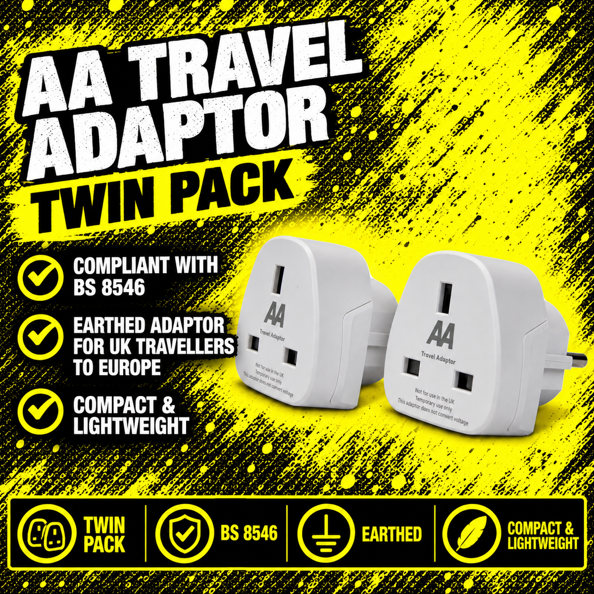AA Travel Adaptor Twin Pack