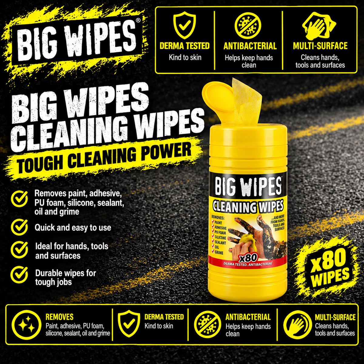Big Wipes antibacterial cleaning wipes 80 pack