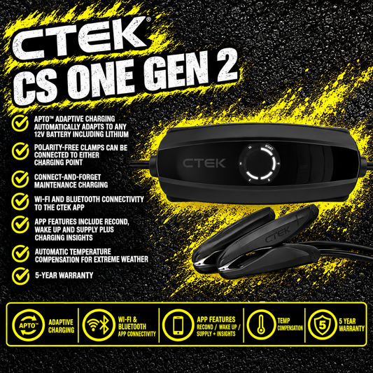 CTEK CS ONE GEN 2 smart 12V battery charger, CTEK CS ONE GEN 2 Wi-Fi and Bluetooth battery charger
