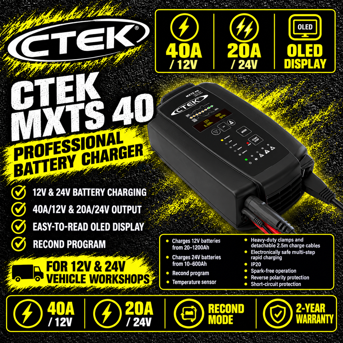 CTEK MXTS 40 professional 12V 24V battery charger