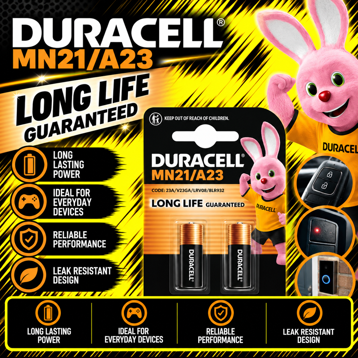 Duracell Specialty MN21 12V alkaline batteries 2 pack
