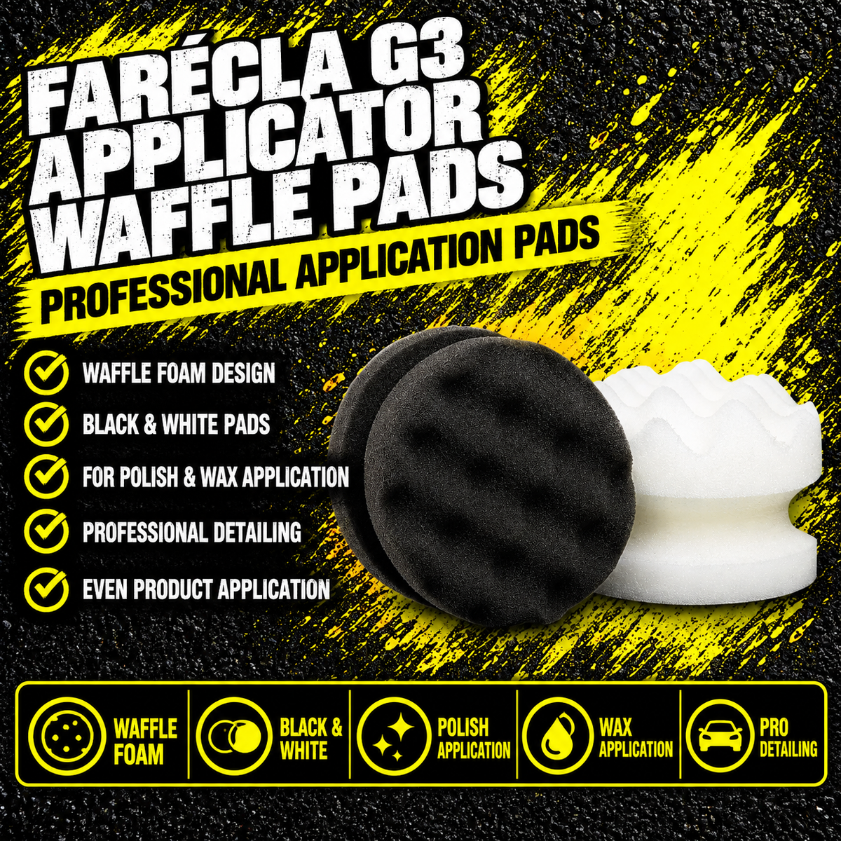 Farécla G3 Pro Applicator Waffle Pads 2 Pack with white and black pads