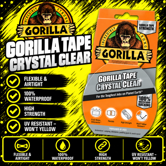 Gorilla Tape Crystal Clear 8.2m waterproof repair tape