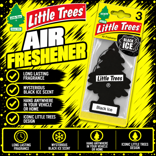 LITTLE TREES Black Ice Air Freshener Pack of 3