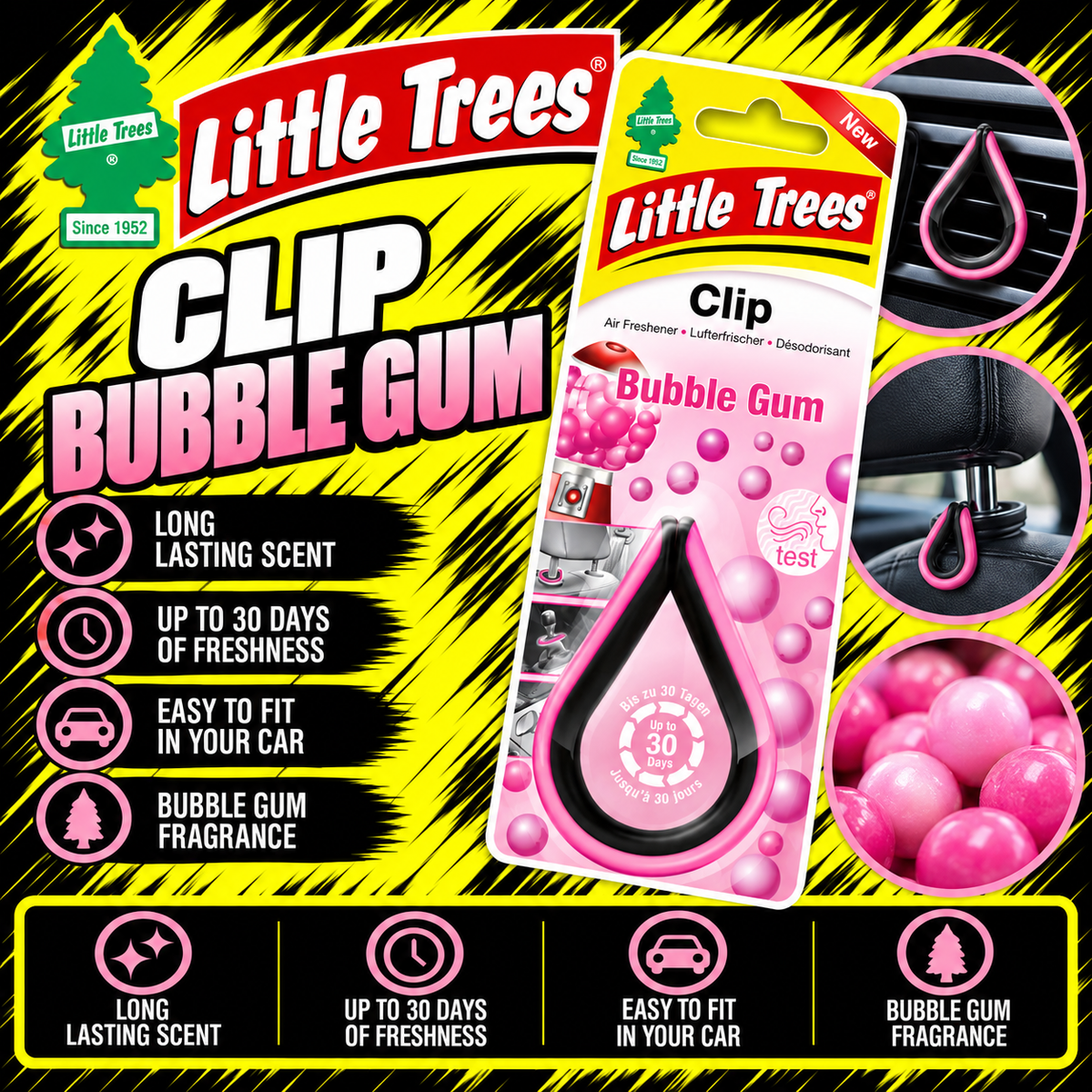 LITTLE TREES Bubble Gum Clip Air Freshener