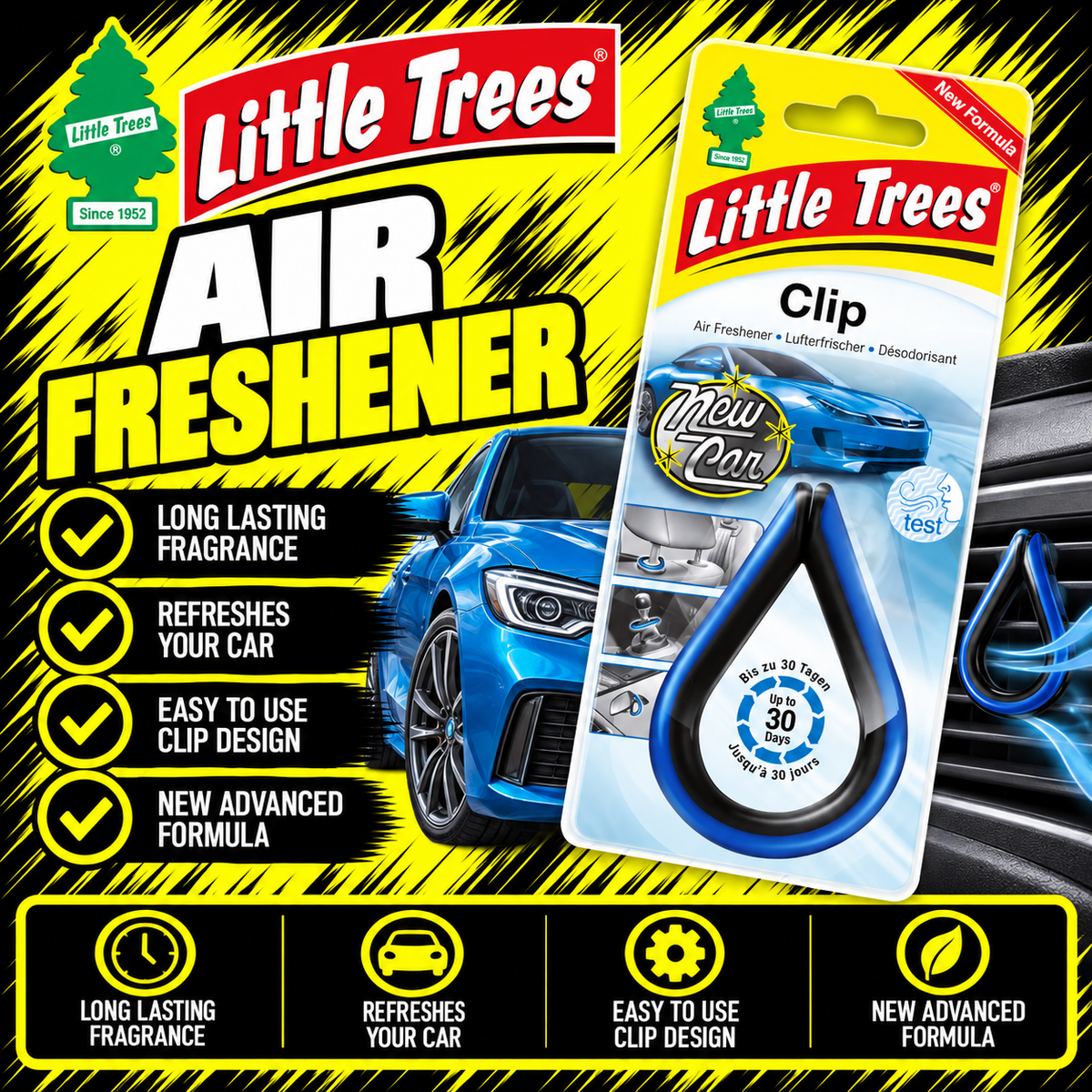 LITTLE TREES New Car Clip Air Freshener 